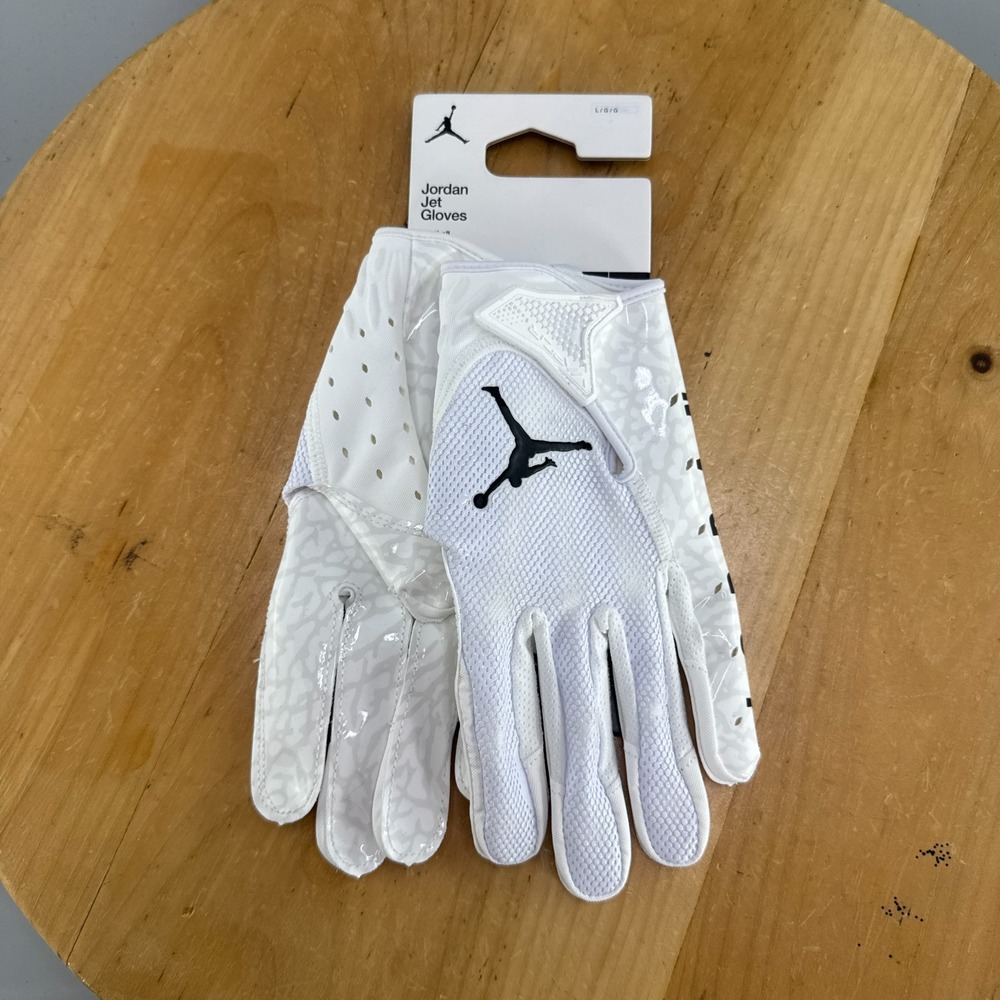 Nike Jordan Jet 7.0 Football Receiver Gloves Magnigrip Mens Size L White NEW